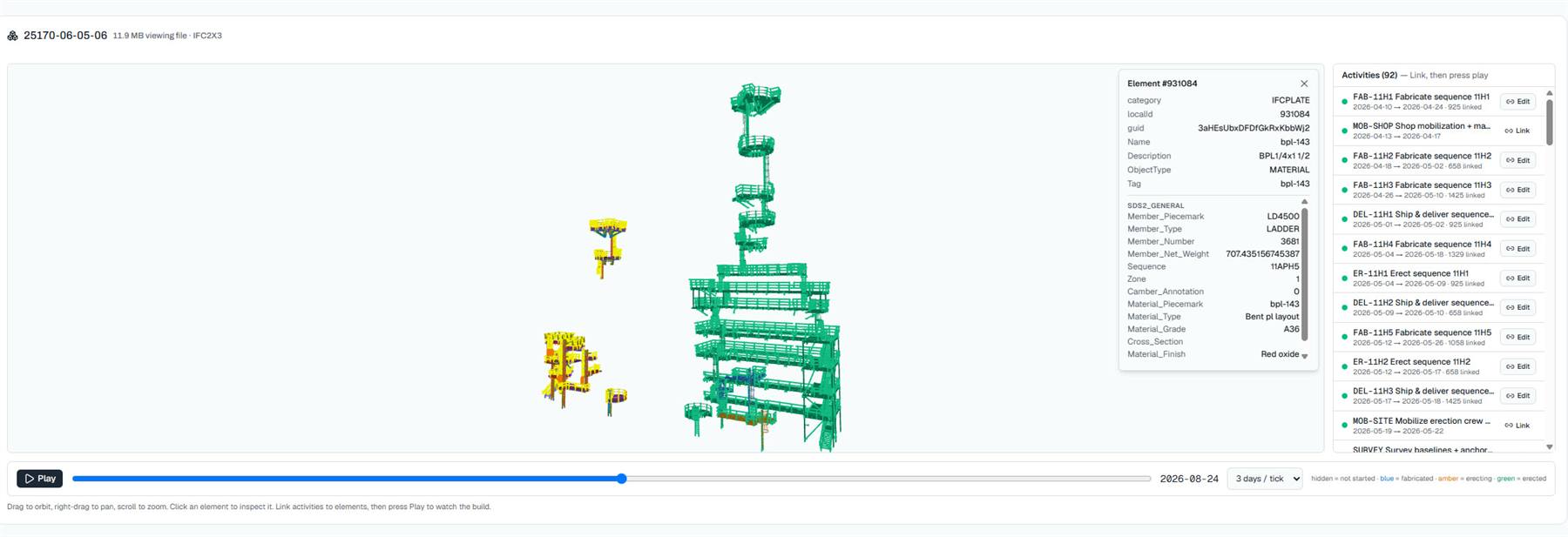 Forge Command model view with live status