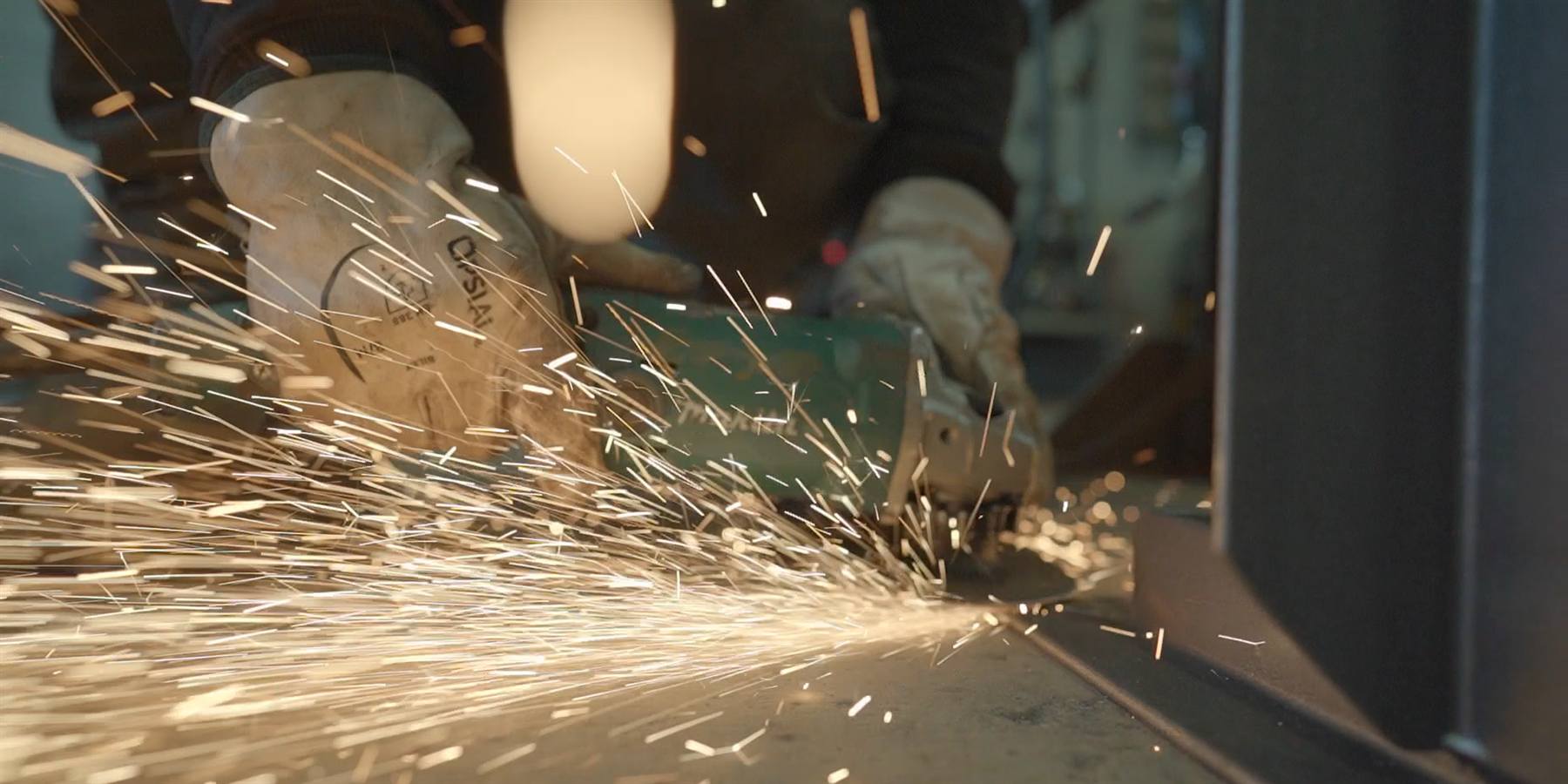 Grinding sparks during industrial work